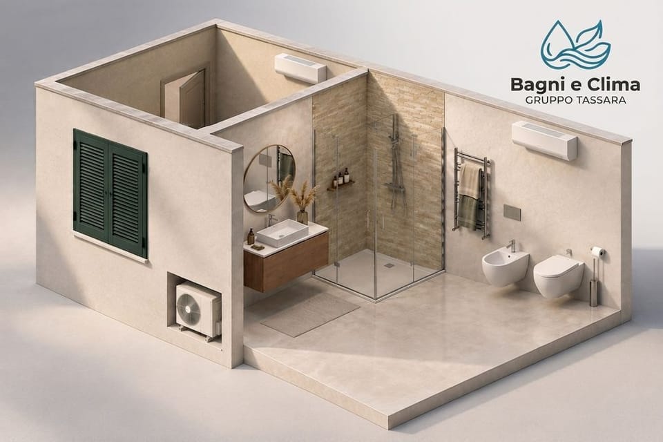 Projet 3D d'une salle de bain avec climatisation